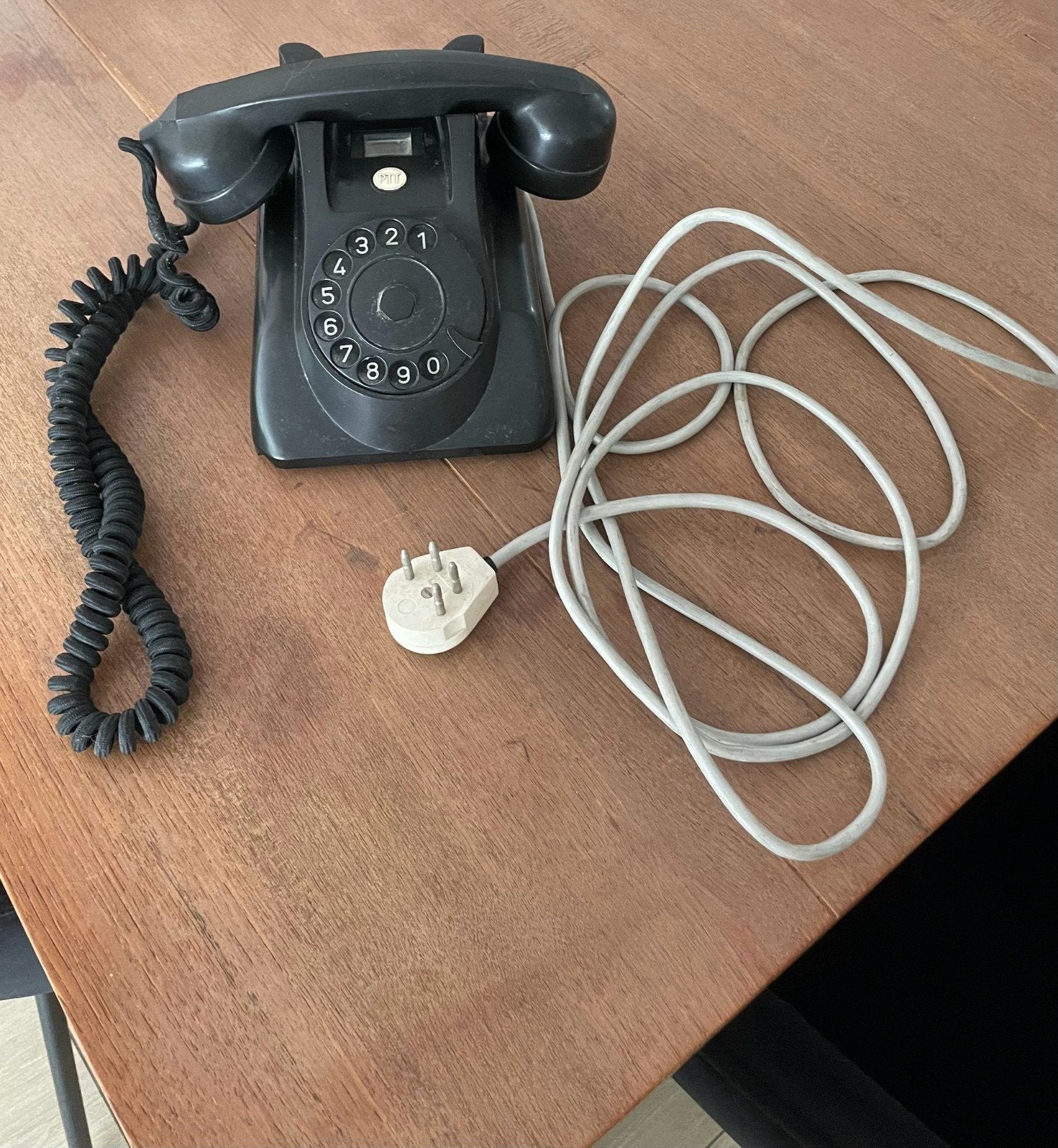 Vintage PTT Draaischijf Telefoon - Zwart Bakeliet, Ophalen, Gebruikt, Met draaischijf