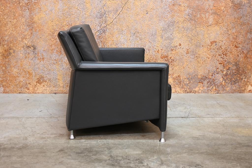 ZGAN grijze leren Leolux Paian design bank zit verstelbaar, Leolux, Leolux, Tweepersoons, 75 tot 100 cm