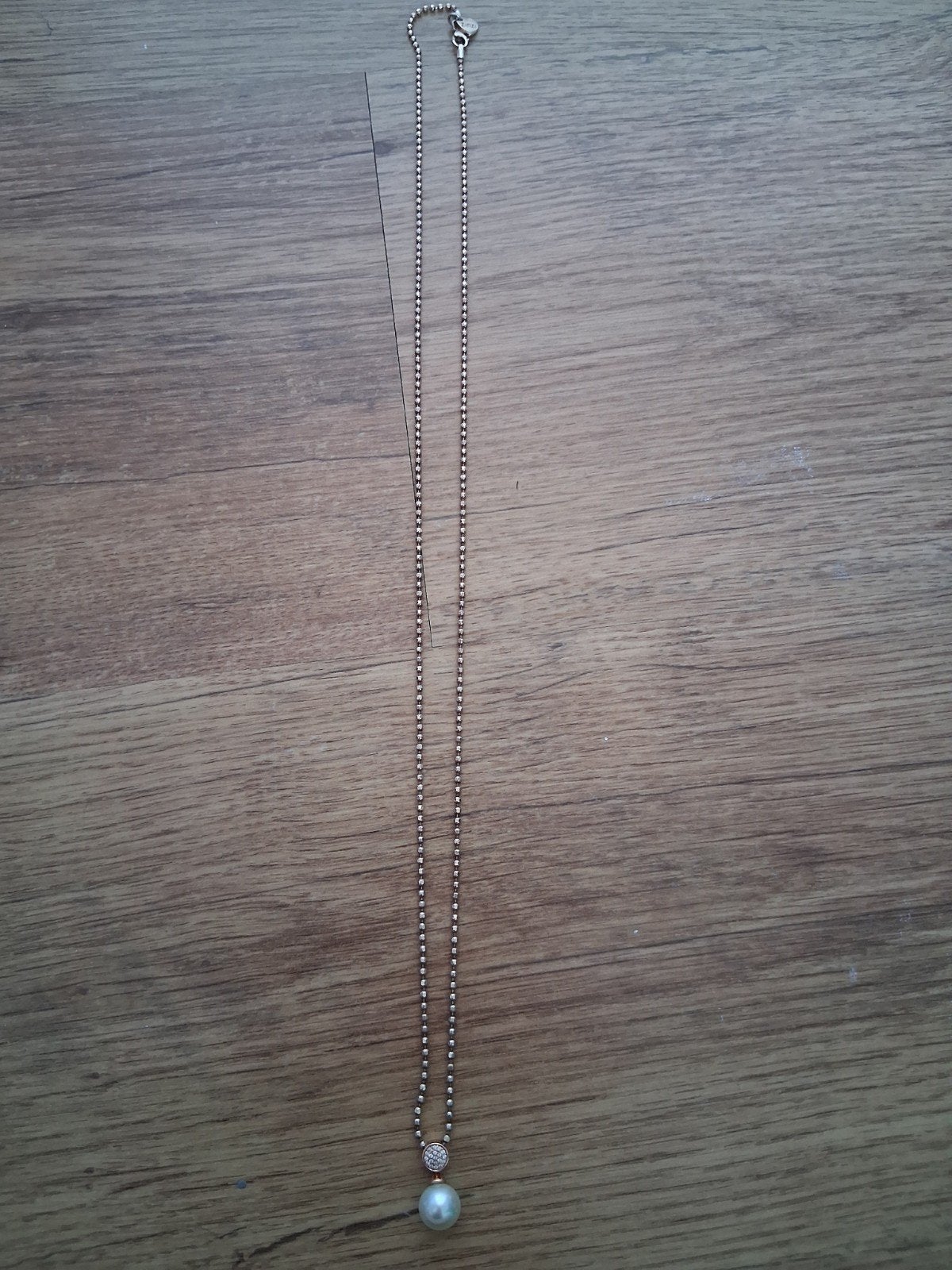 Zinzi Roségouden Parel Ketting, Ophalen of Verzenden, Zo goed als nieuw, Roze, Met kristal
