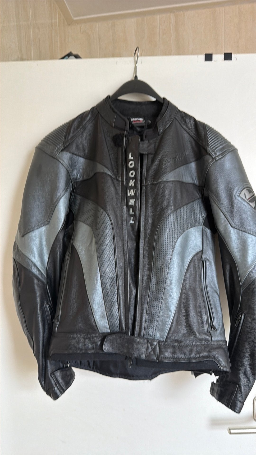 Lookwell leren motorjas - Zwart/Grijs, Ophalen of Verzenden, Tweedehands, Heren, Jas | leer