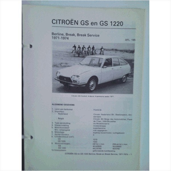 Citroen GS GS 1220 Vraagbaak losbladig 1971-1974 #1 Nederlan, Ophalen of Verzenden, Gelezen, Citroën