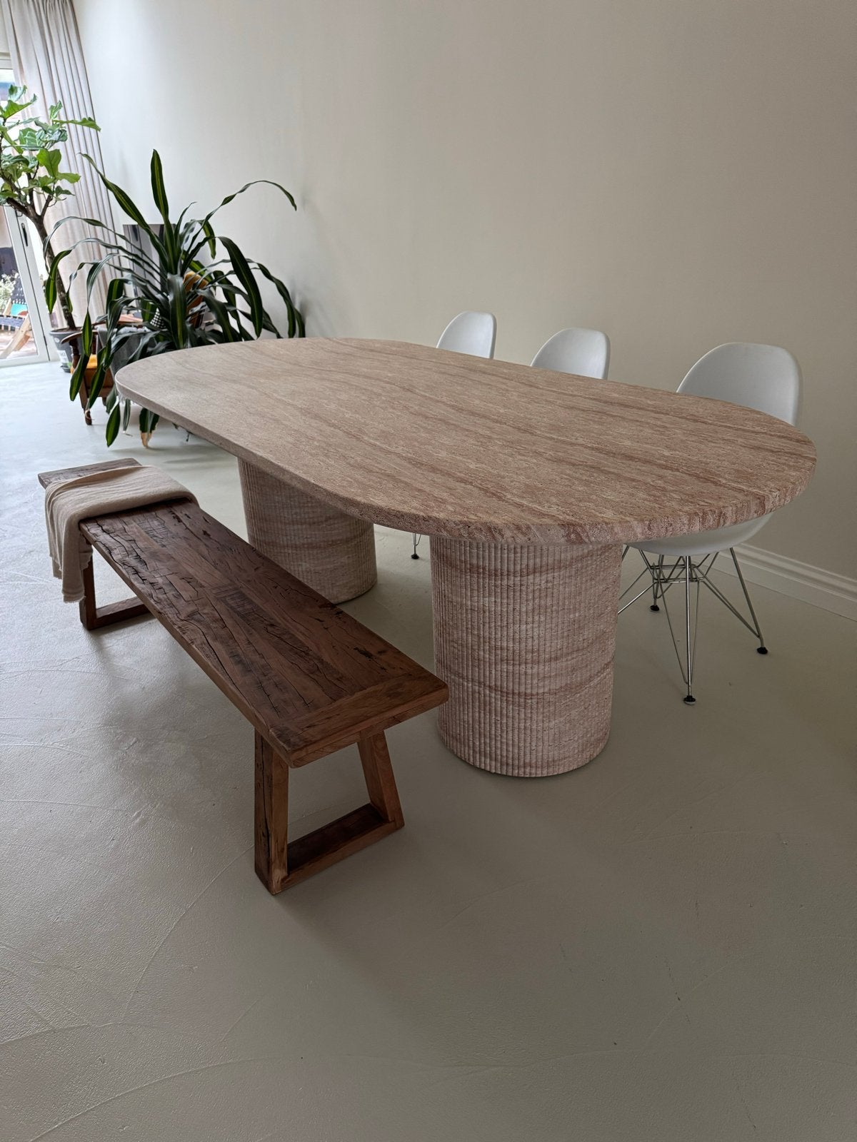Nieuwe Sklum Velia ovale eettafel 220x100 cm betonlook, Ophalen, Overige materialen, 100 tot 150 cm, Ovaal