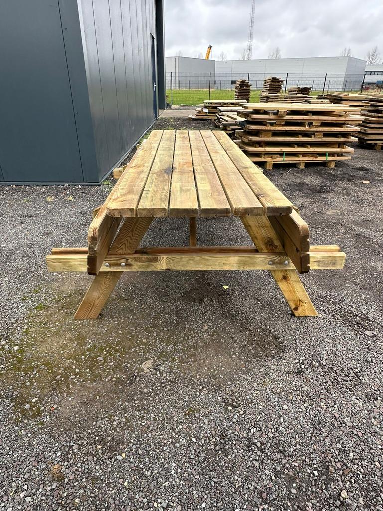 Picknicktafel XXL 240cm 8pers geimpregneerd tuinbank ROBUUST, Ophalen, Wr, Nieuw, Wr