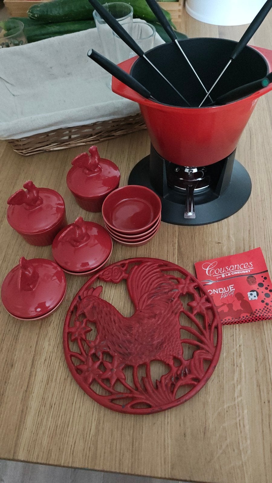 Cousances (Le Creuset) gietijzeren fondueset - Zeer Goed, Ophalen of Verzenden, Zo goed als nieuw, Brander, Fondueset