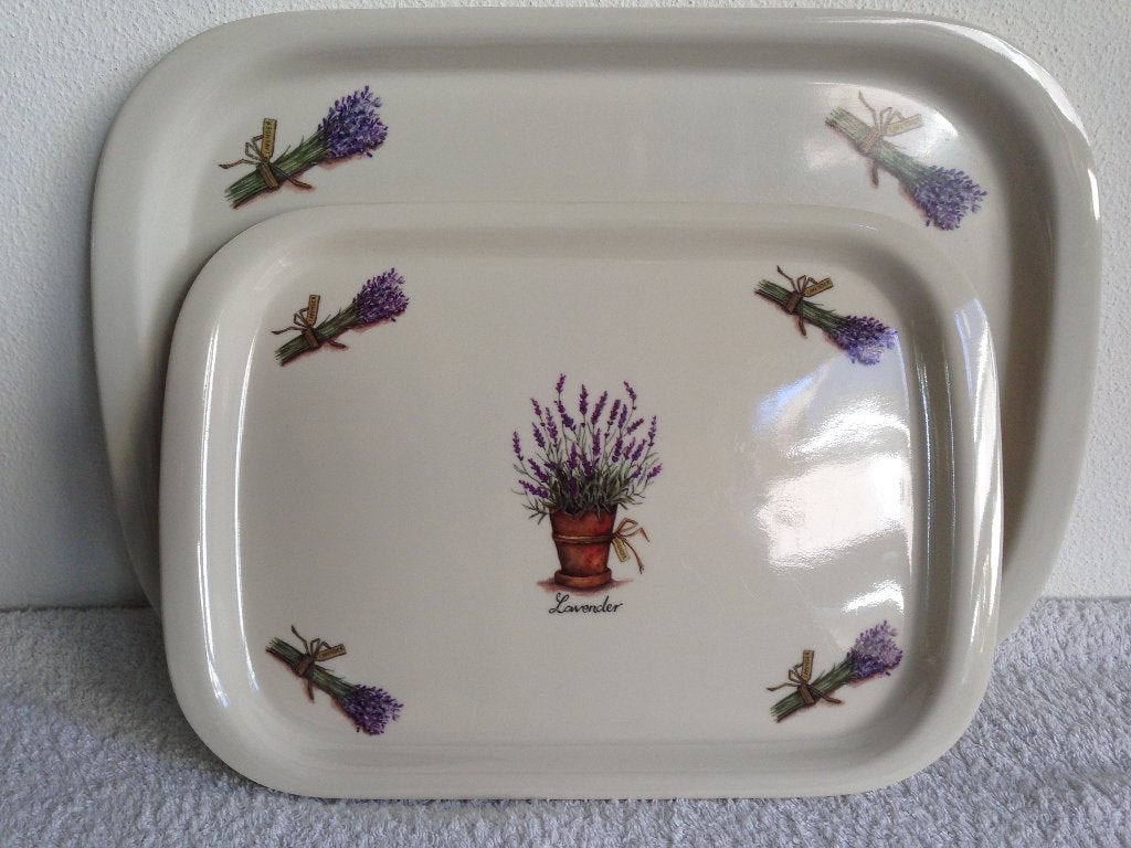 💜2 Kunststof Dienblad Lavender van Jet and Company., Kunststof, Ophalen of Verzenden, Dienblad, Ovaal
