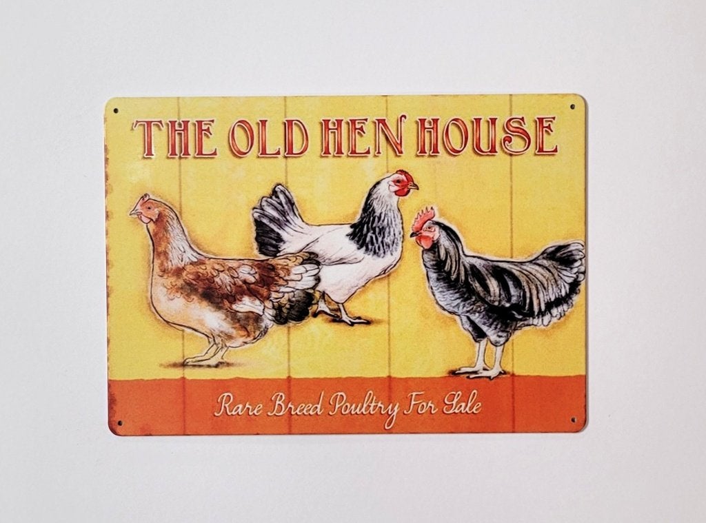 The old hen house kippen reclamebord van metaal wandbord, Info@deconoord.nl, Deco Noord, Nieuw, Ophalen of Verzenden