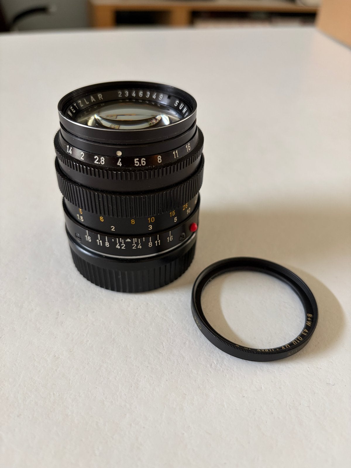 Leica Summilux-M Type II V2 50mm f/1.4 objectief in zwart, Gebruikt, Ophalen of Verzenden, Standaardlens, 50 mm