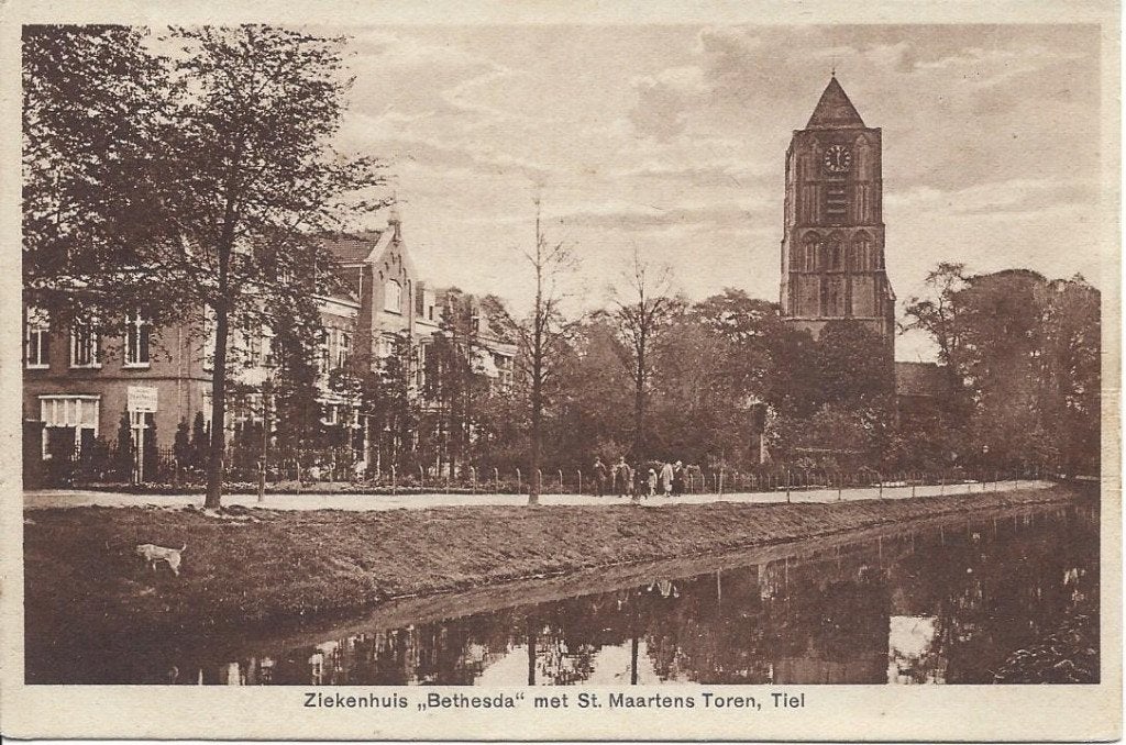 Tiel, Ziekenhuis Bethesda, St. Maartens Toren, gelopen 1930, Ophalen of Verzenden, 1920 tot 1940, Gelopen, Gelderland