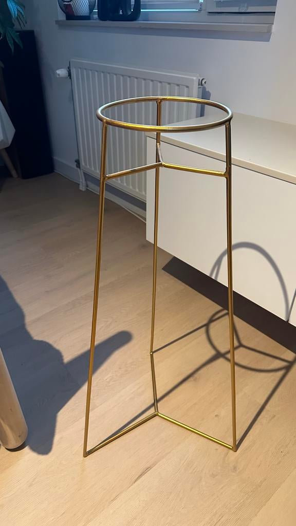 Gouden metalen plantenstandaard, Ophalen, Gebruikt, Minder dan 60 cm, Rond