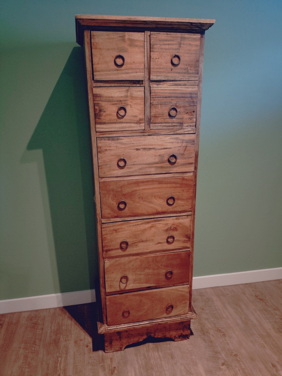 Vintage/antieke houten ladekast met 9 lades, Ophalen