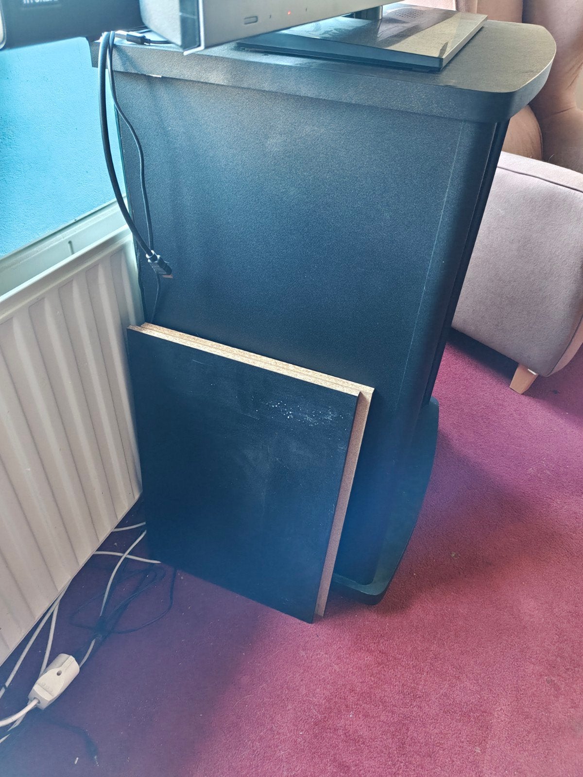 Zwart TV-meubel/audiomeubel met planken, Ophalen, Gebruikt, 100 tot 150 cm, 50 tot 100 cm