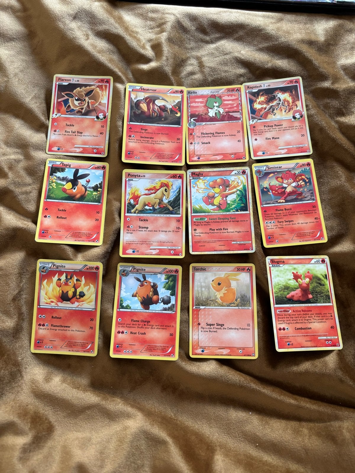 Pokémon Kaarten Vuur Type Collectie - 12 Stuks, Ophalen of Verzenden, Gebruikt, Meerdere kaarten
