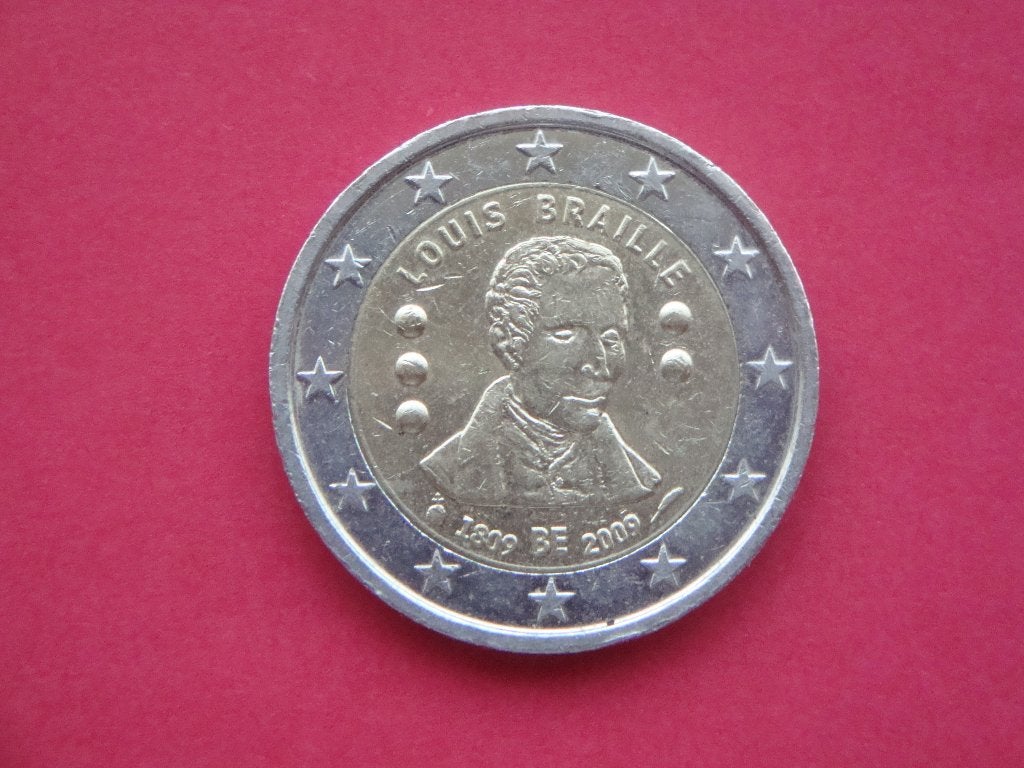 Kavel België 2 Euromunt Louis Braille Euro 2009., Postzegels en Munten, Verzenden, Overig, Losse munt