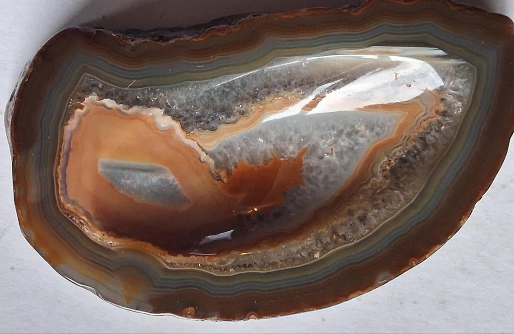 Agaat. Gepolijst.  14/8/2.5 cm., Ophalen, Mineraal