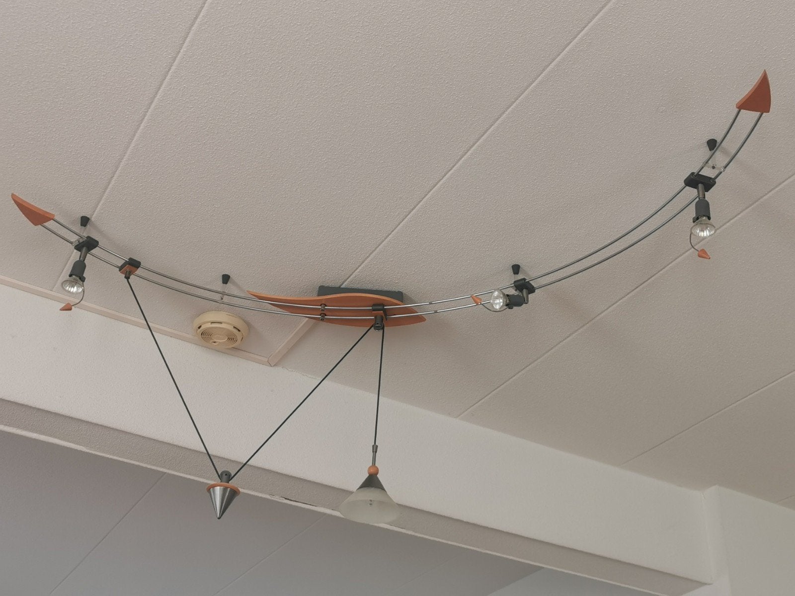 Plafondlamp met railsysteem en spots, Huis en Inrichting, Ophalen, Gebruikt, Overige fittingen, Modern