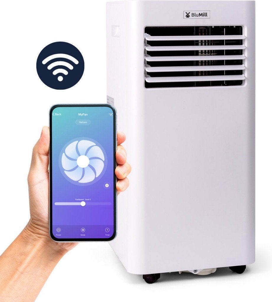 Bluemill Portable Airco 9000 BTU + WiFi, Witgoed en Apparatuur, Airco's, Ophalen, Gebruikt, Timer, Minder dan 60 m³