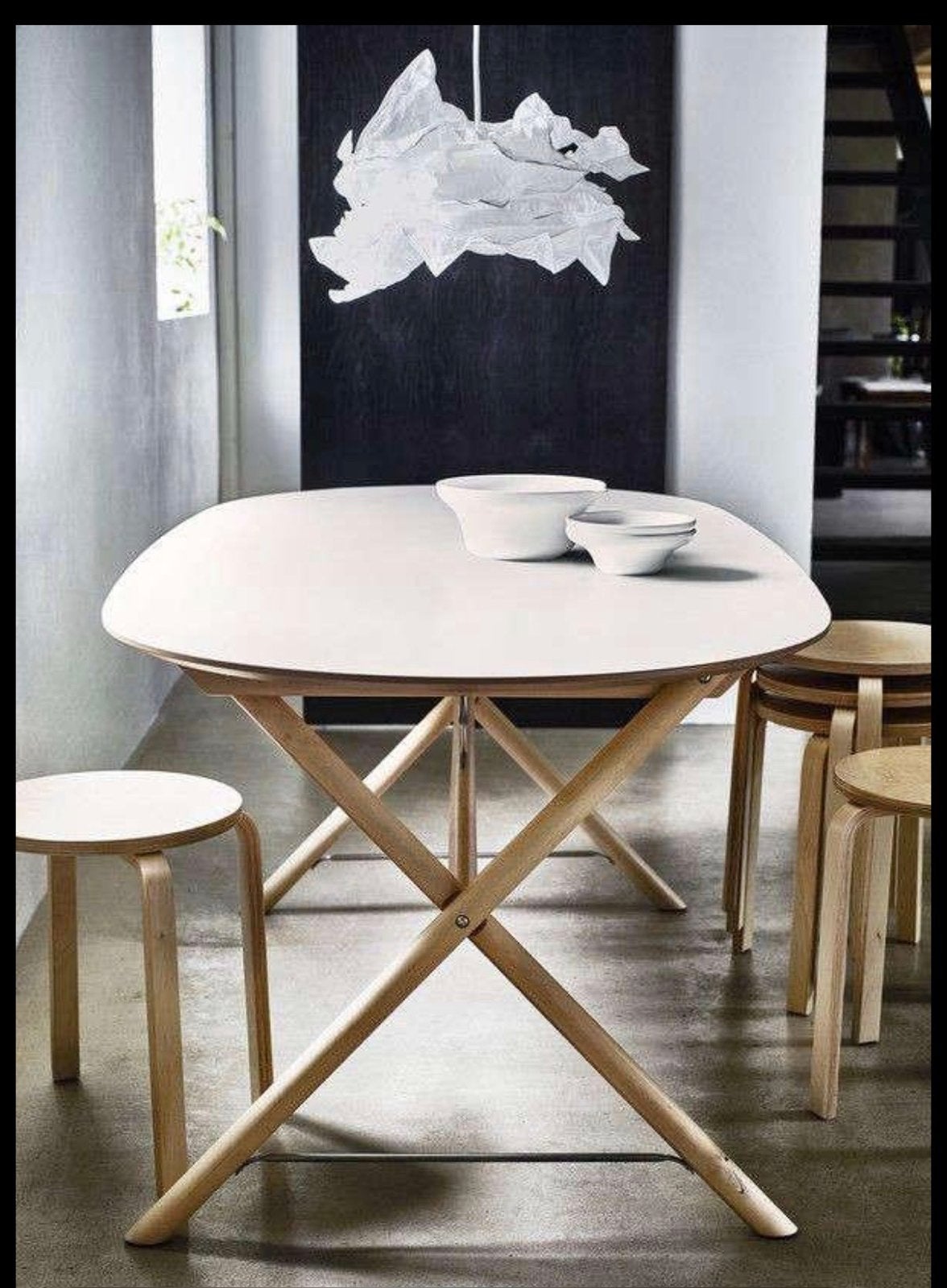 IKEA DALSHULT / SLÄHULT eettafel wit/berken 185x90cm, Huis en Inrichting, Tafels | Eettafels, Ophalen, 50 tot 100 cm, Zo goed als nieuw