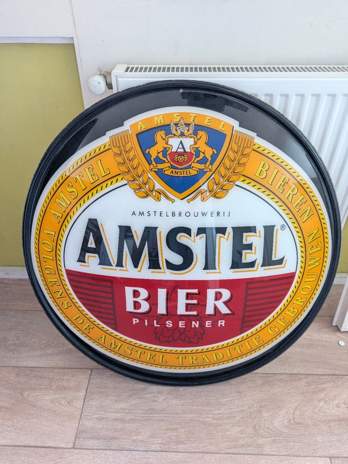 Amstel Bier Reclamebord - Vintage Lichtbak, Verzamelen, Ophalen, Gebruikt, Reclamebord, Plaat of Schild, Amstel