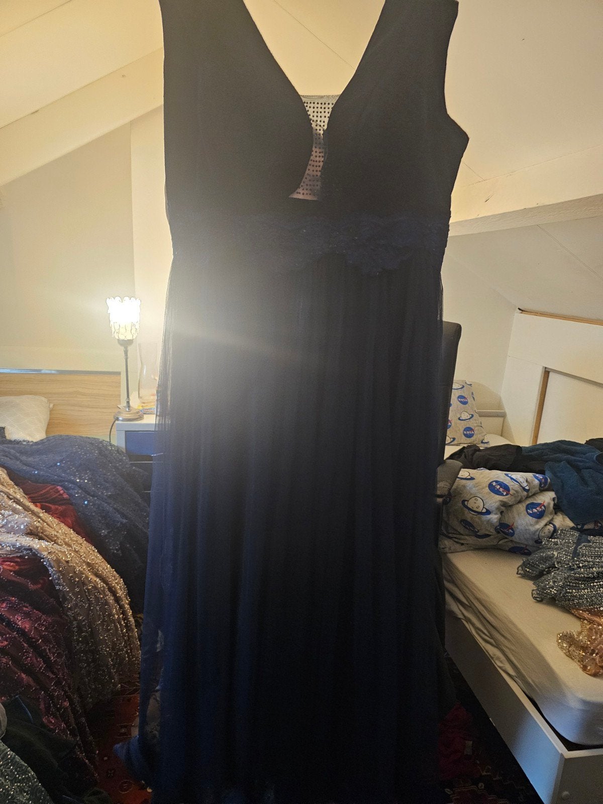 Elegante donkerblauwe galajurk, maat M, Maat 38/40 (M), Galajurk, Blauw, Ophalen of Verzenden