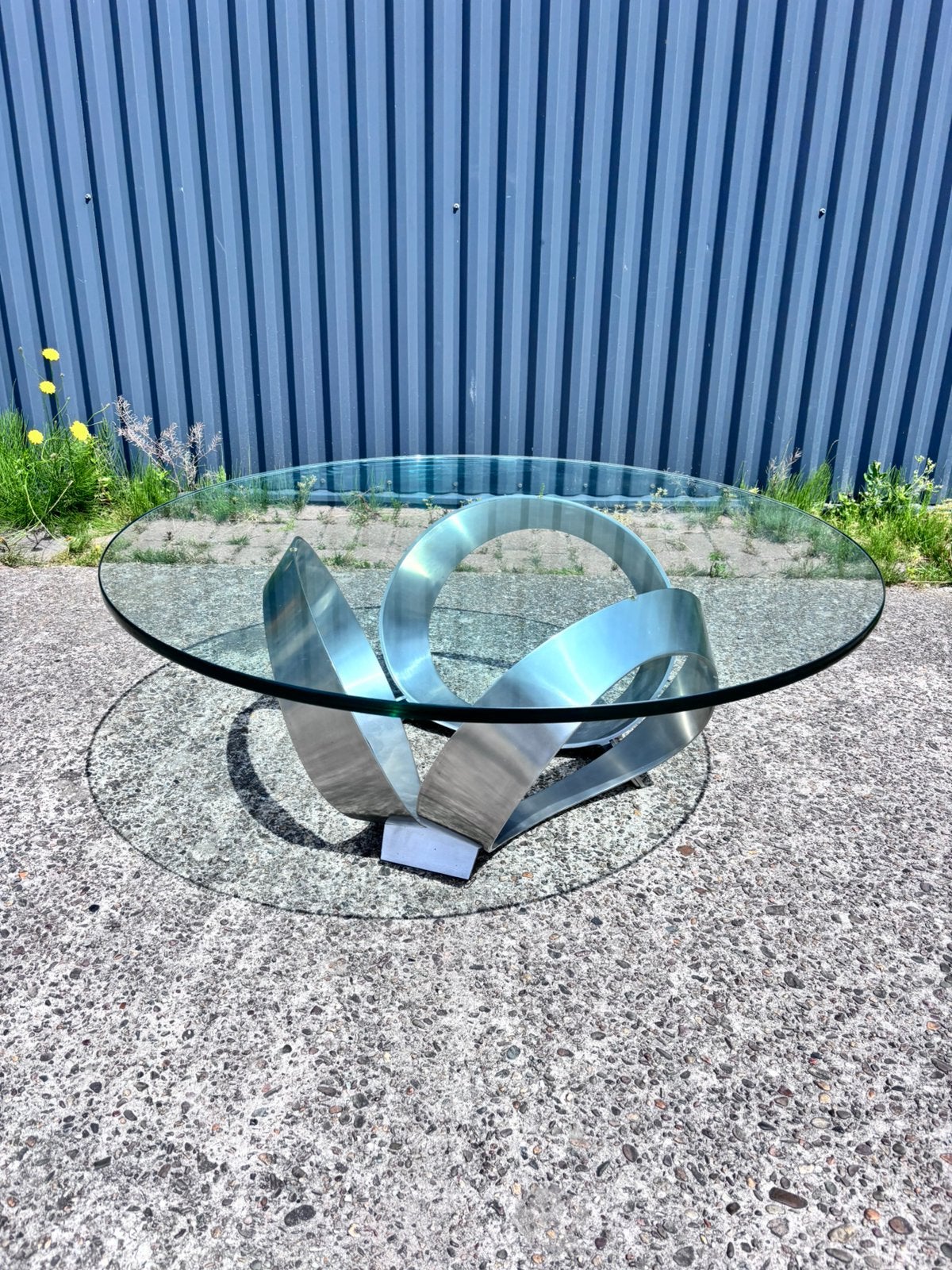 Knut hesterberg vintage design chroom glazen salontafel, Ophalen, F, Cc, Gebruikt