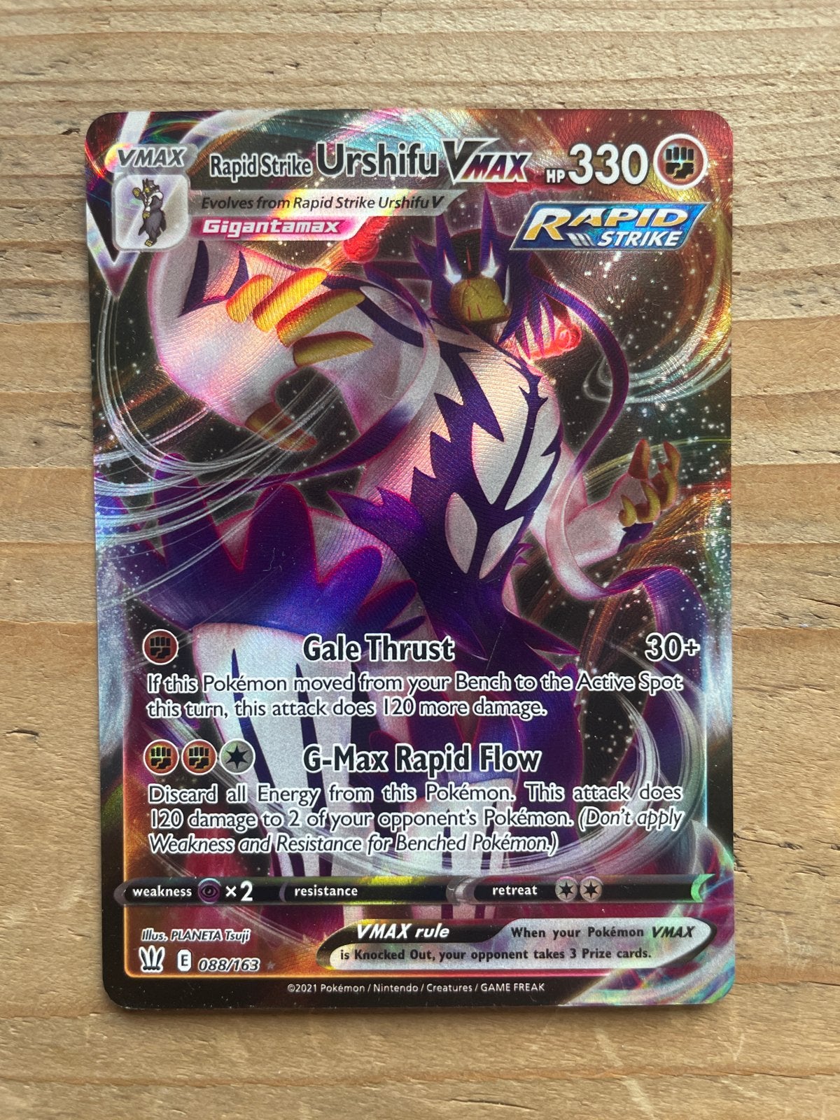Rapid Strike Urshifu VMAX Pokémon Kaart 088/163, Hobby en Vrije tijd, Ophalen of Verzenden, Zo goed als nieuw, Losse kaart, Foil