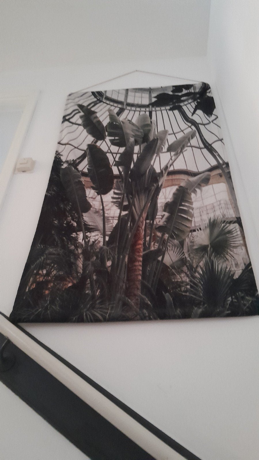 Wanddoek met botanische print - jungle/kas, Ophalen, Groen, Zo goed als nieuw, Met ophangsysteem
