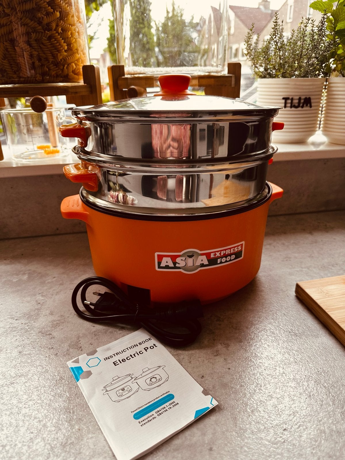 Elektrische Stoompan / Rijstkoker - Asia Express Food, Ophalen of Verzenden, Nieuw, Stoomreiniger