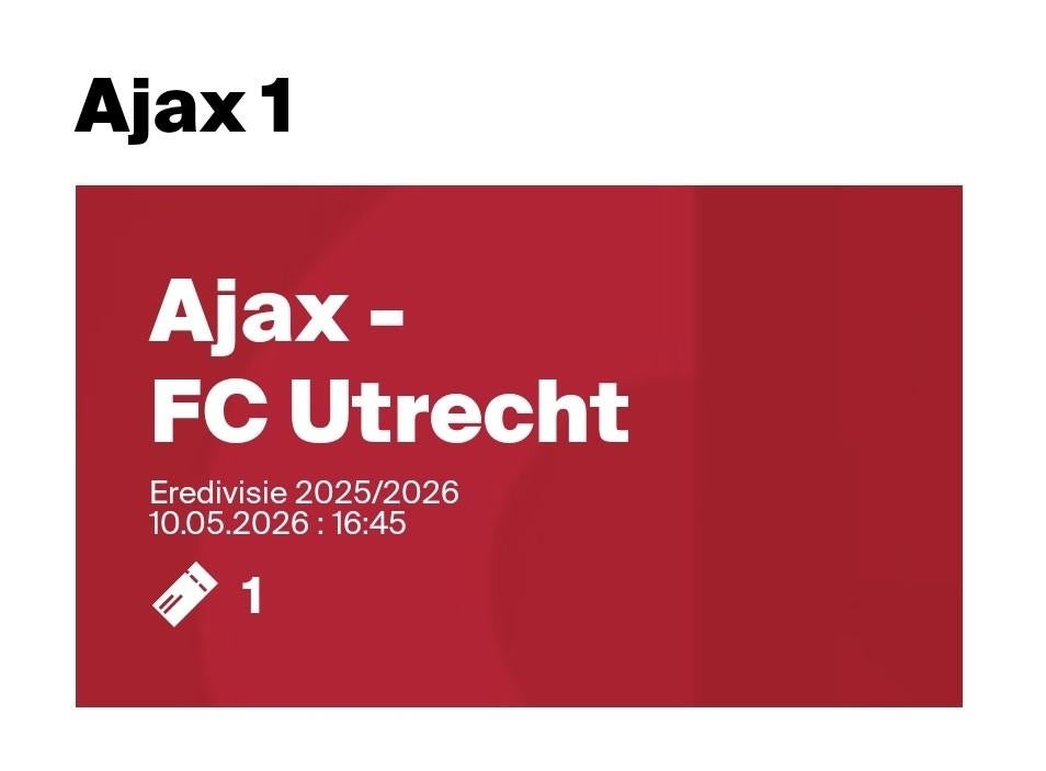 Kaartje ajax Utrecht vak 430, Tickets en Kaartjes, Eén persoon