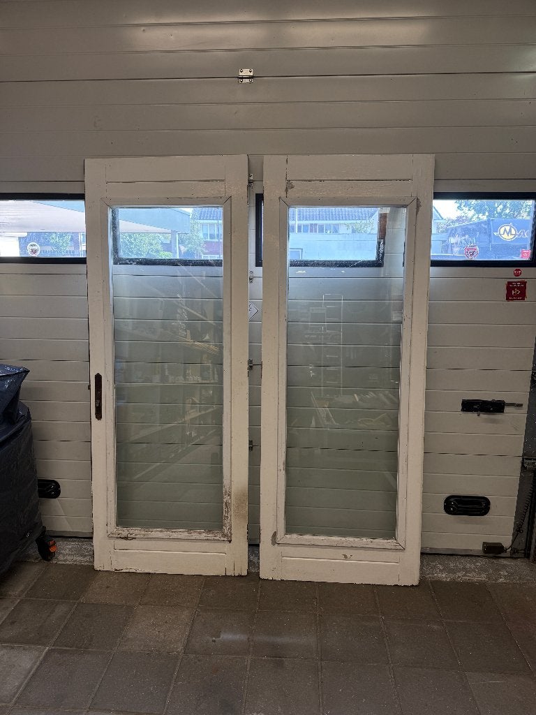 Merbau hardhouten tuindeuren / buitendeuren thermopane glas, Ophalen, Gebruikt, 80 tot 100 cm, Buitendeur