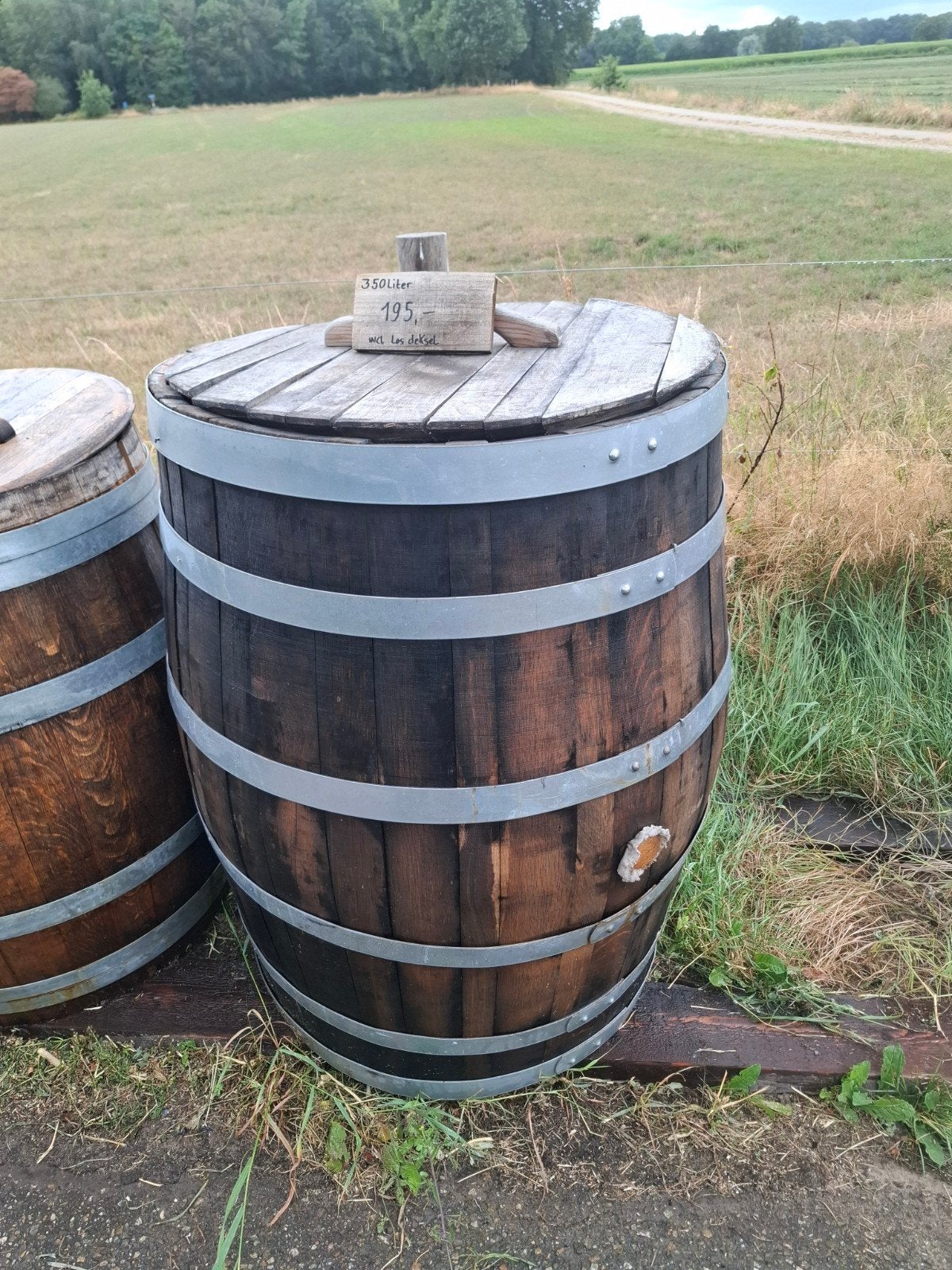 Wijnvat 350 liter met authentieke uitstraling, Tuin en Terras, Regentonnen, 150 liter of meer, Ophalen, Gebruikt, Hout