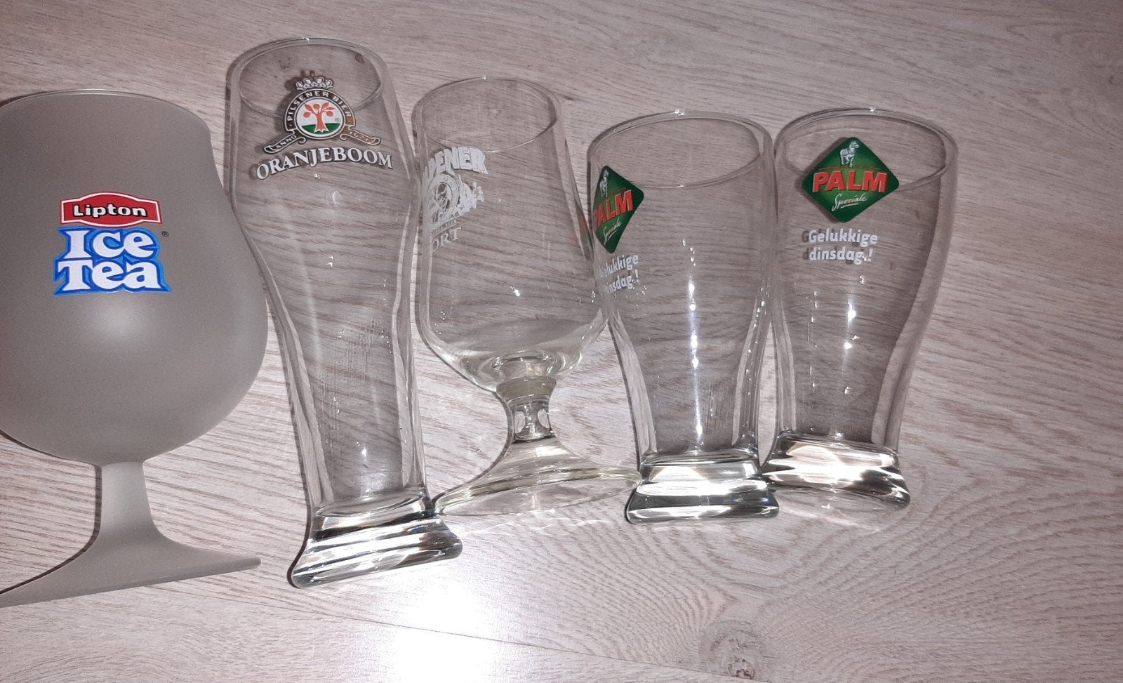 Diverse bierglazen bierglas en Lipton Ice Tea glas glazen, Ophalen, Meerkleurig, Glas, Overige typen
