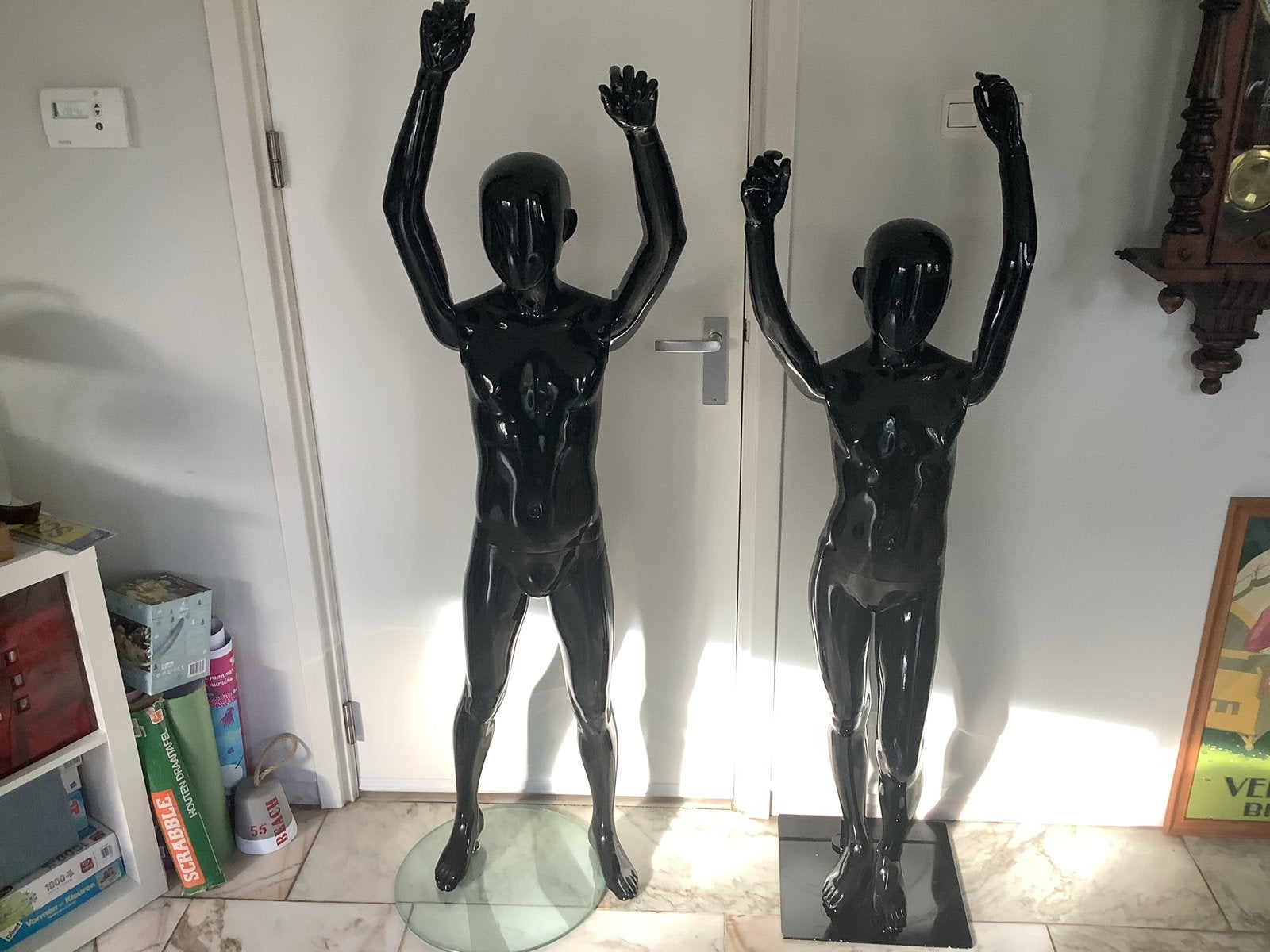SET Glans Zwarte Mannequin paspop - Hans Boodt jongen-meisje, Hobby en Vrije tijd, Naaien en Fournituren, Ophalen, Gebruikt, Paspop