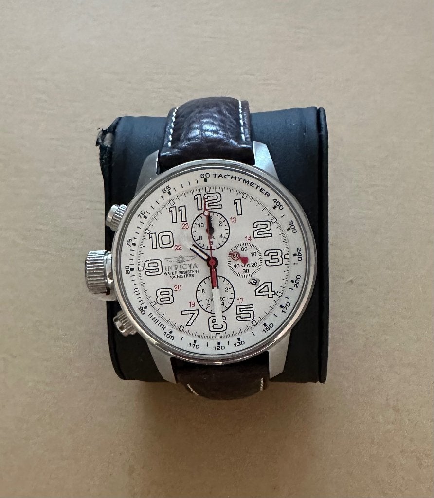 Invicta, tachometer, knoppen links, Sieraden, Tassen en Uiterlijk, Horloges | Heren, Overige merken, Staal, Polshorloge, Ophalen of Verzenden