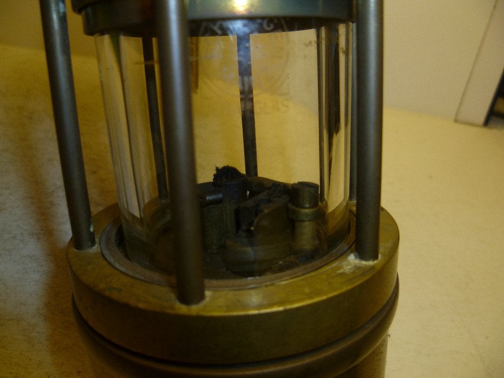 Mooie Patina Mijnlamp Compleet met glaasje Schottugen, Ophalen of Verzenden