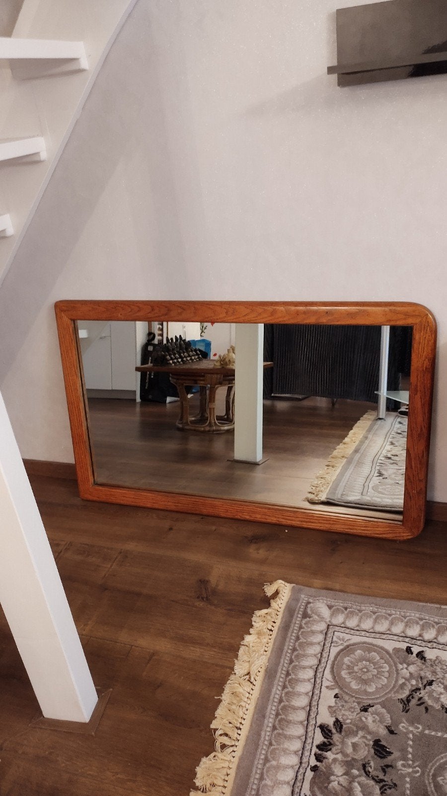 Grote spiegel met houten lijst, Gebruikt, Ophalen of Verzenden, 100 tot 125 cm, Minder dan 100 cm