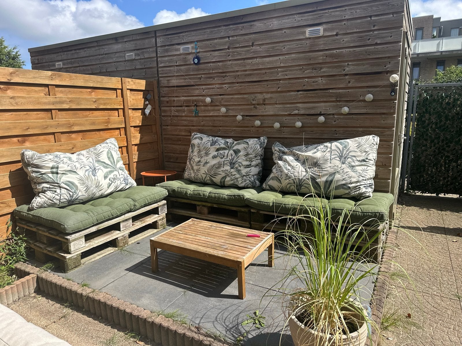 3 sets palletkussens Florence - heerlijk loungen!, Ophalen, Overige materialen, Gebruikt, 3 zitplaatsen