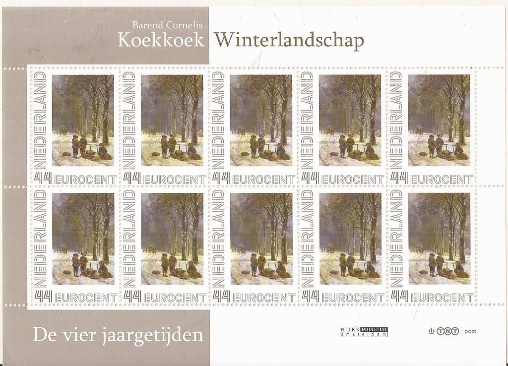 De Vier Jaargetijden - Winterlandschap B.C. Koekoek vel 10st, Postzegels en Munten, Ophalen of Verzenden, Na 1940, Postfris