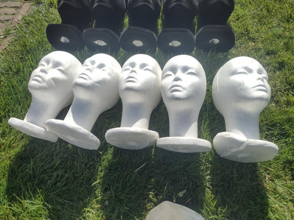 5 witte paspop hoofden, Ophalen of Verzenden, Paspop