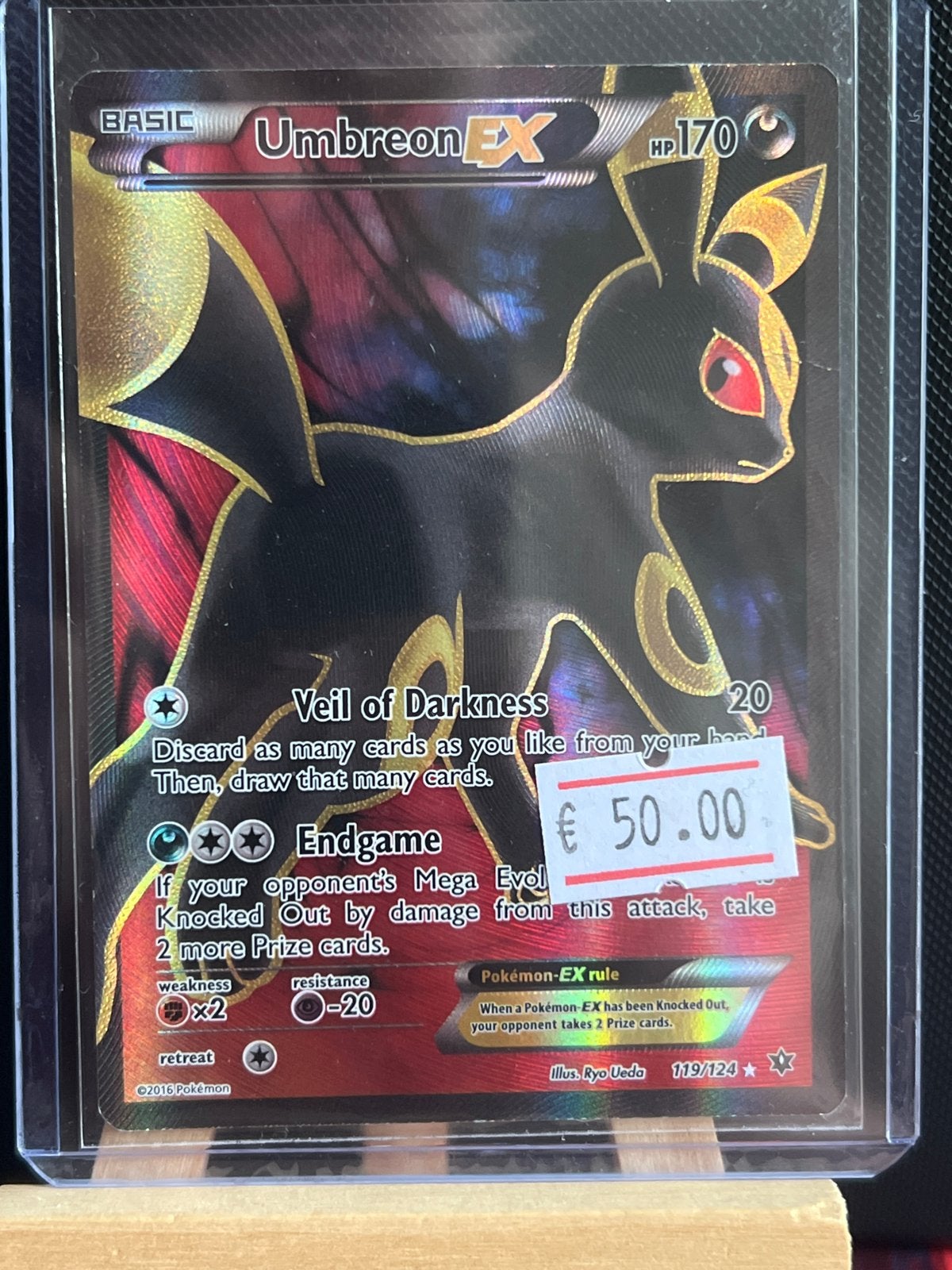 Pokémon Umbreon EX 119/124 Full Art Kaart, Ophalen of Verzenden, Zo goed als nieuw, Losse kaart, Foil