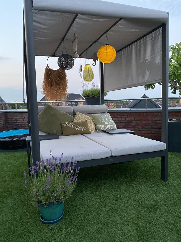 Bellagio Padua lounge daybed + 2 bijzettafels, Ophalen, Zo goed als nieuw, Aluminium, Verstelbaar