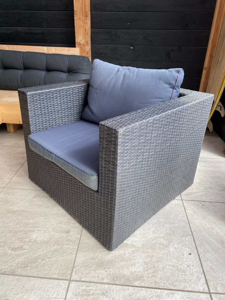 Merk PR & Design tuinstoel met kussens, Ophalen, Gebruikt, Kunststof, 75 tot 100 cm