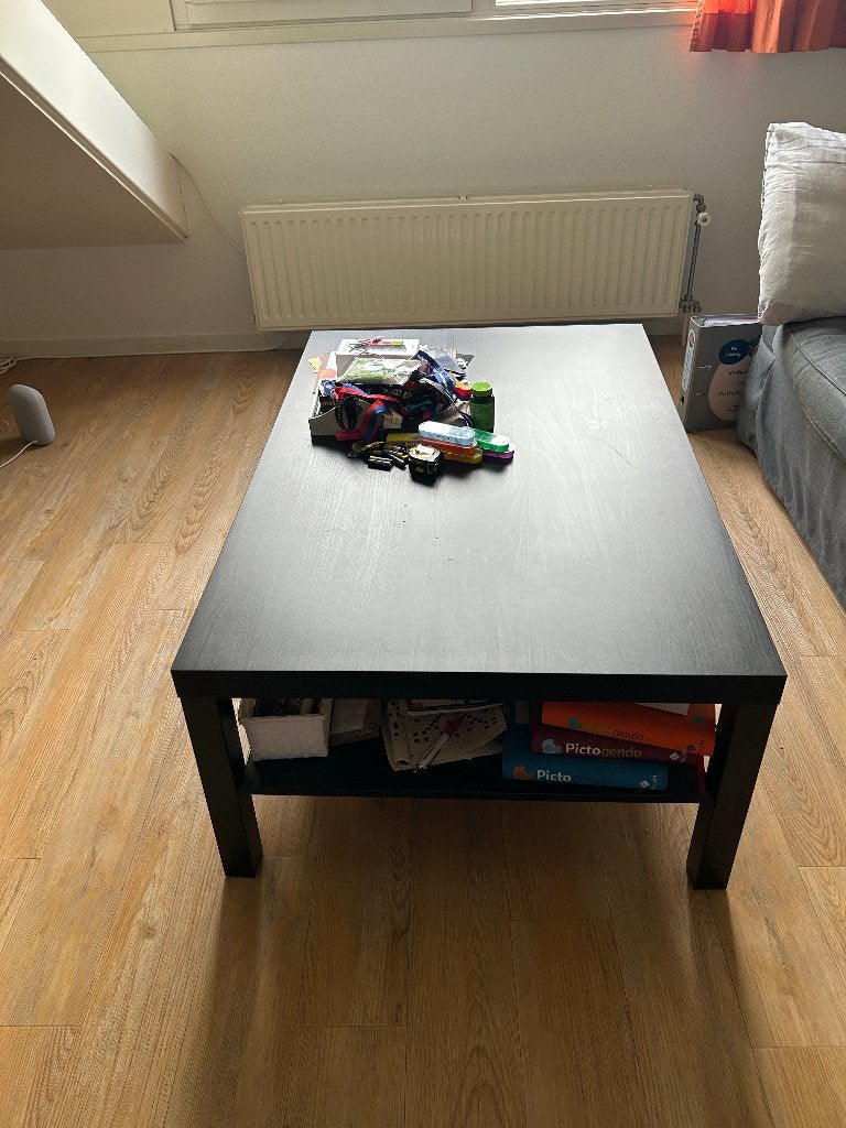 Zwarte Salontafel met Opbergruimte, Ophalen, Gebruikt, 50 tot 100 cm, 150 tot 200 cm