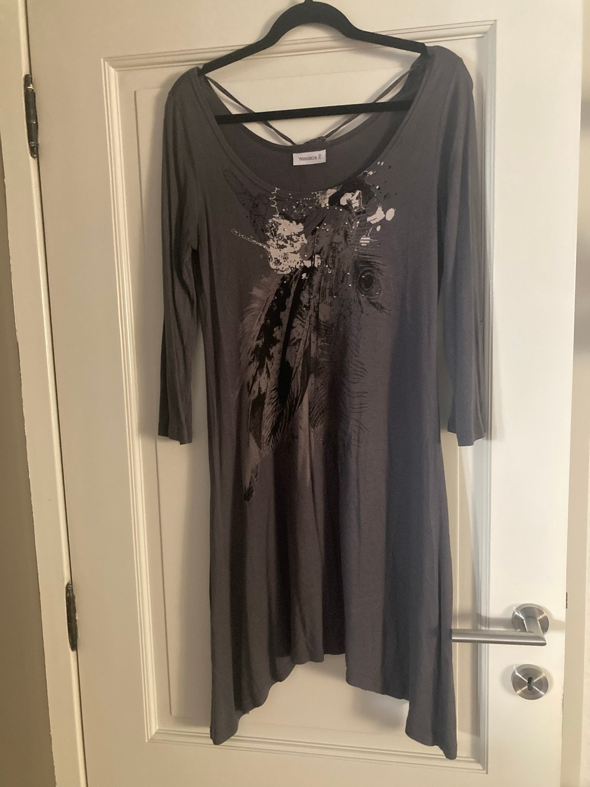 Jessica C&A Tuniek Maat 38 - Klokkend & Strik op Rug, Maat 38/40 (M), Ophalen of Verzenden, Grijs, Gedragen