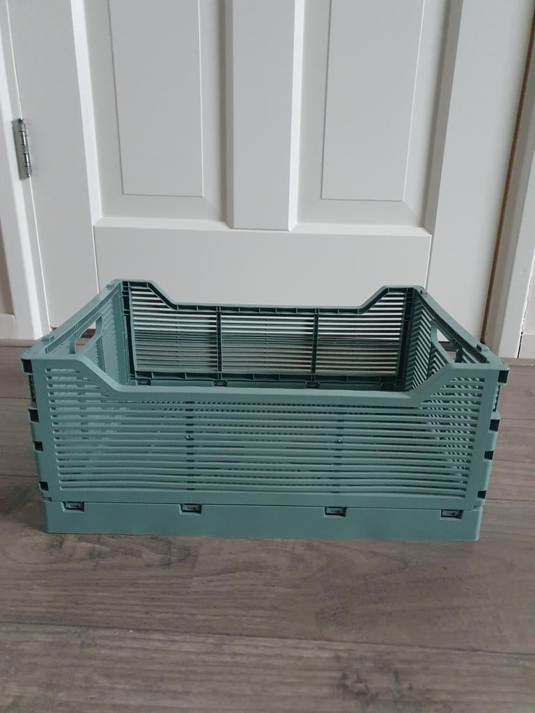 Turquoise/groen klapkrat HEMA met letters!, Minder dan 50 cm, Ophalen of Verzenden, Zo goed als nieuw, Minder dan 50 cm