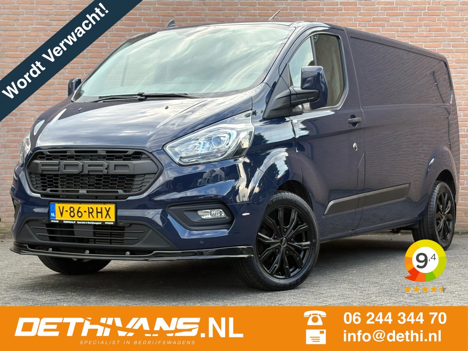 Ford Transit Custom 2.0TDCI 130PK Automaat Lang / Carplay /, Stof, 4 cilinders, Met garantie (alle), Blauw