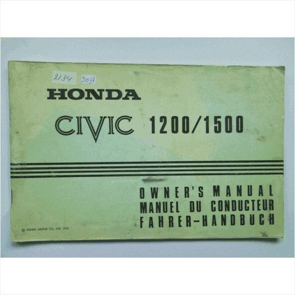 Honda Civic Instructieboekje 1975 #1 Engels Frans Duits, Ophalen of Verzenden
