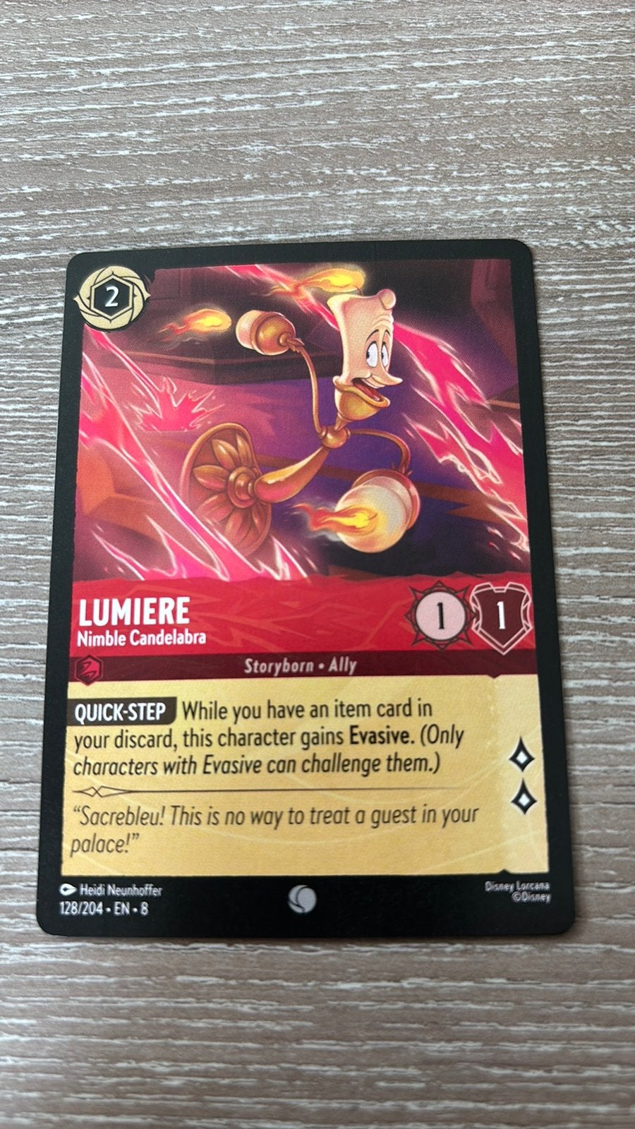 Disney Lorcana Lumiere candelabra 128-204 8JAF nonfoil, Ophalen of Verzenden, Zo goed als nieuw