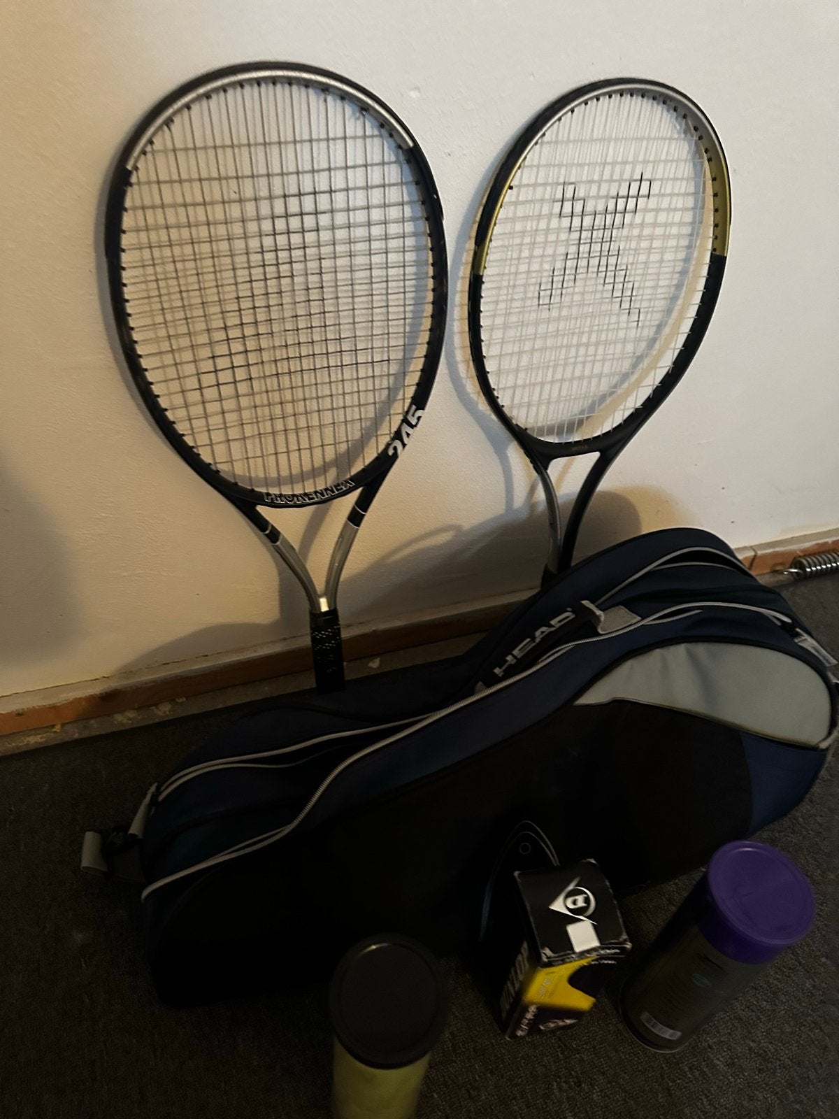 Tennis set: 2 rackets, tas, ballen, Sport en Fitness, Tennis, Ophalen, Gebruikt, Overige typen, Head