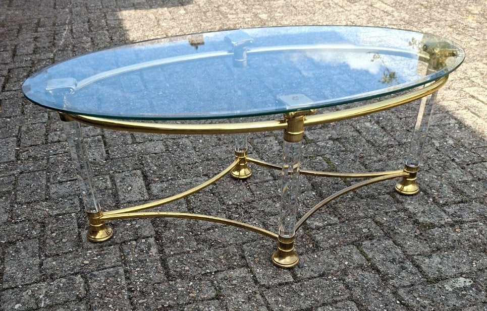 VINTAGE HOLLYWOOD REGENCY OVALE SALONTAFEL, Huis en Inrichting, Tafels | Salontafels, Ophalen, 50 – 75, 100 tot 150 cm, Hollywood RegencyStyl