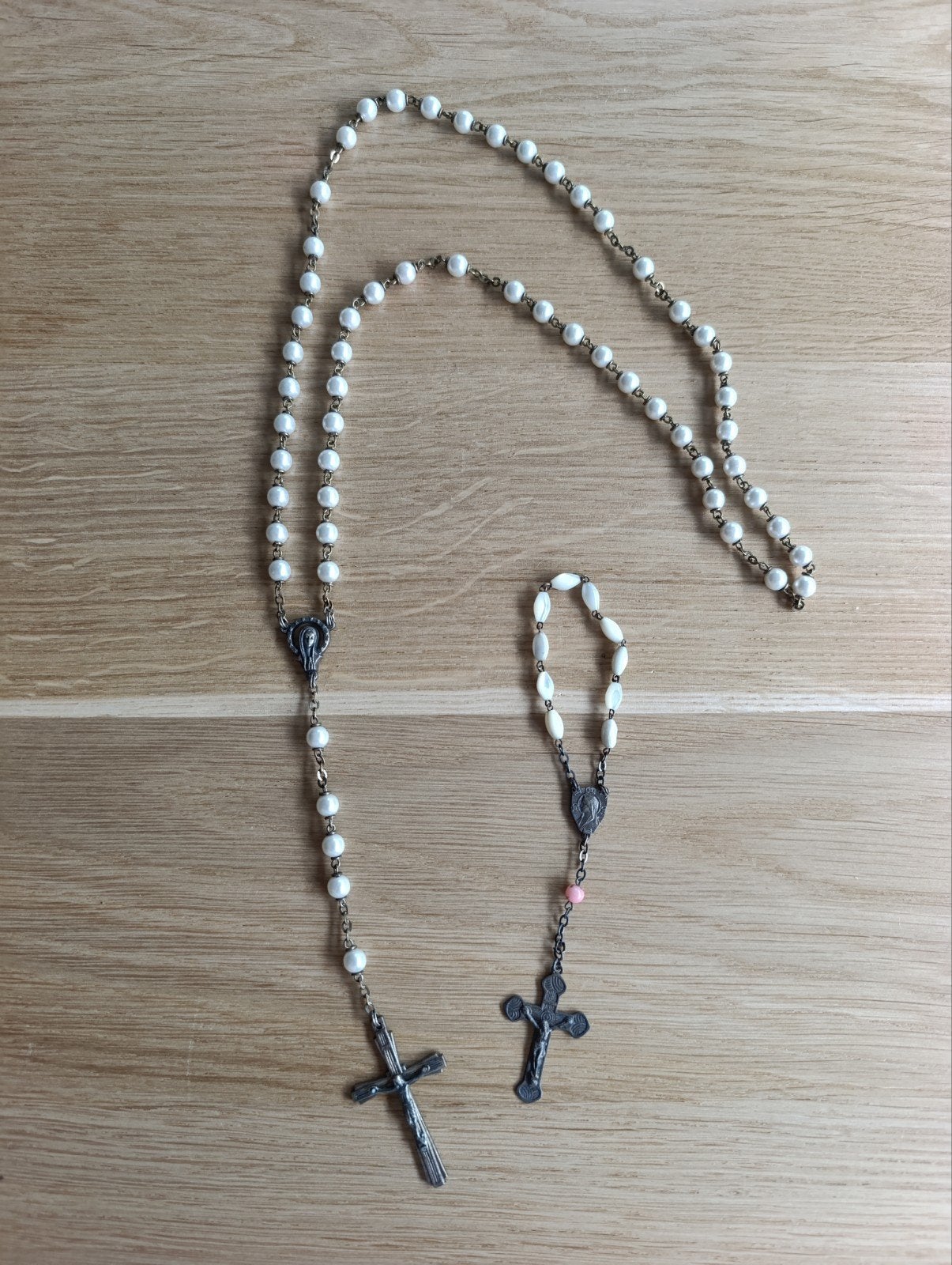 Set 2 antieke Rozenkransen – Parelmoer & Stella Maris, Ophalen of Verzenden